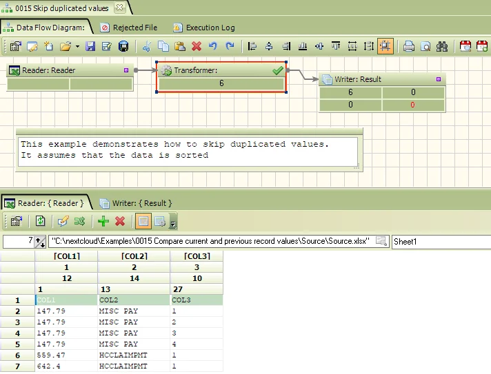 Skip duplicated values workflow