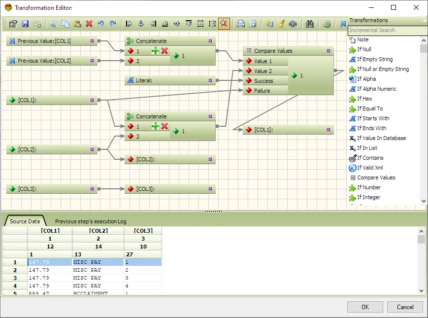 Skip duplicated values transformation