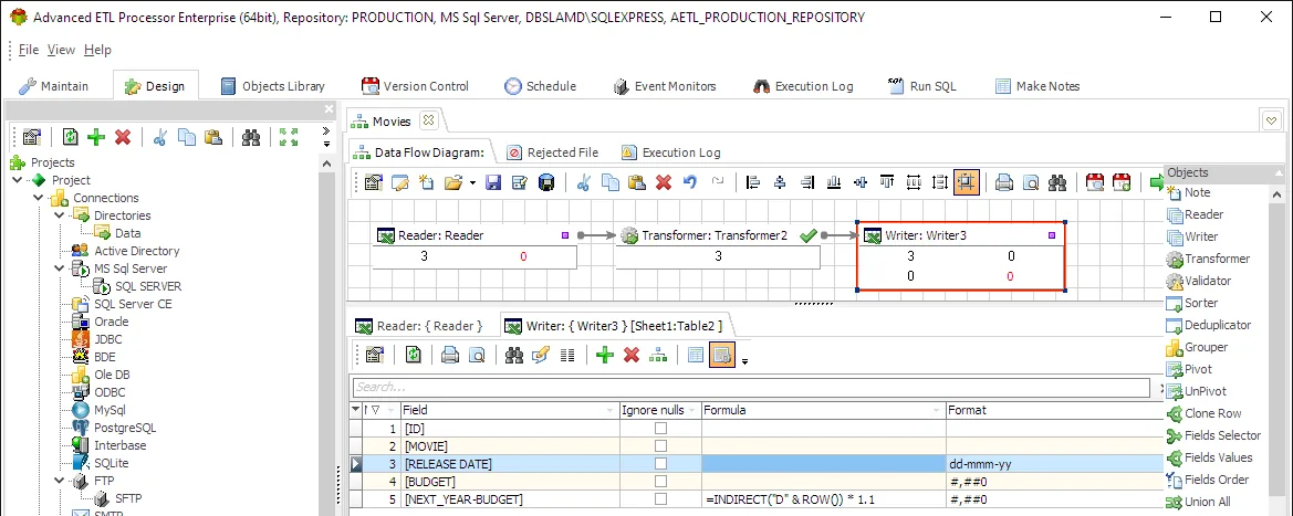 Inserting Excel Formulas example