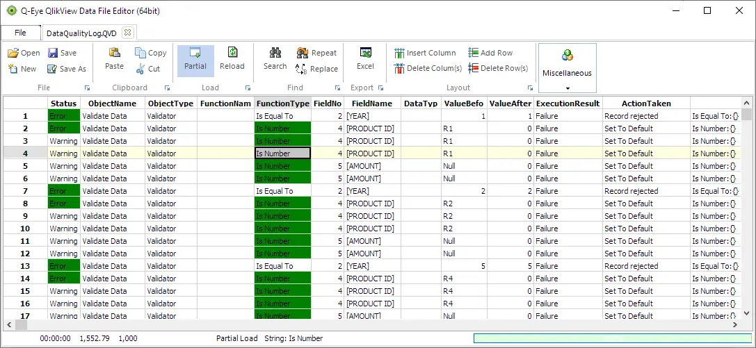 Q-Eye QVD and QVX file editor screen