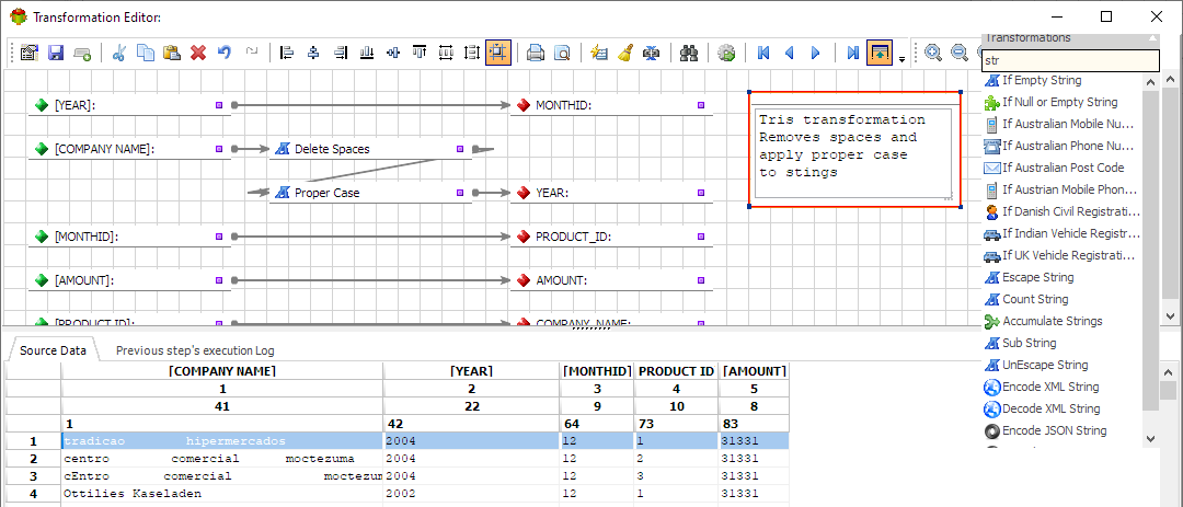 String transformations in Advanced ETL Processor