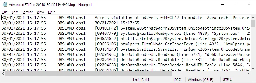 access violations log