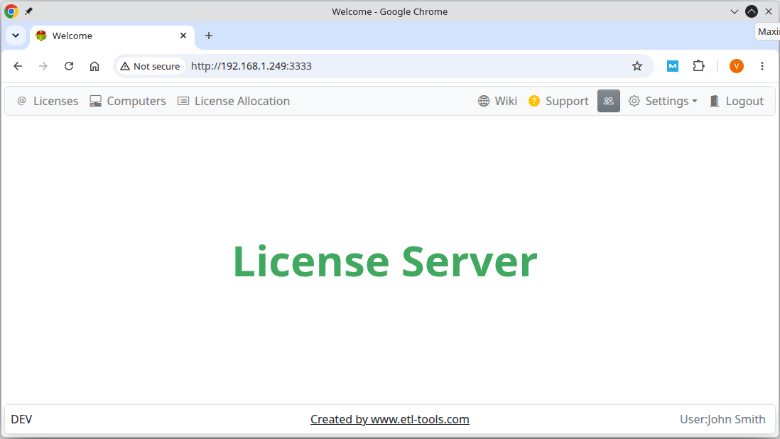 License Server 3.0 licence management screen