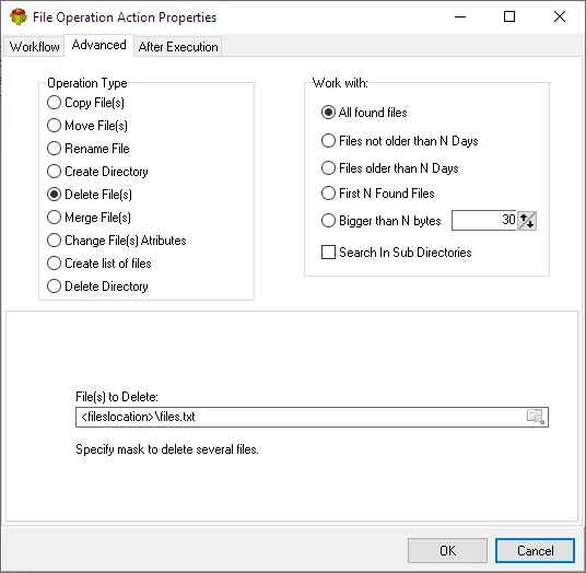 Delete temporary file action