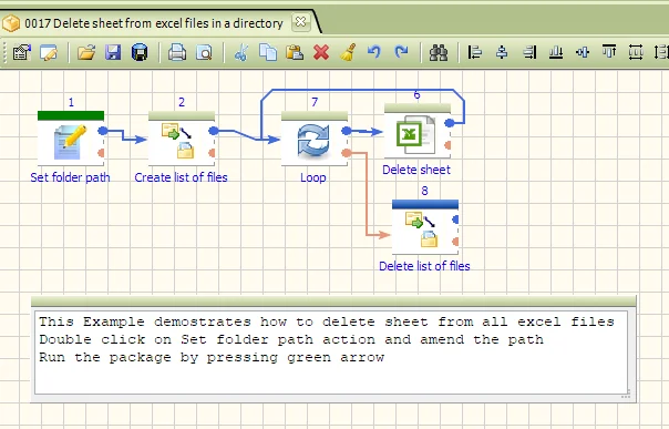 Delete sheet from Excel files in directory package