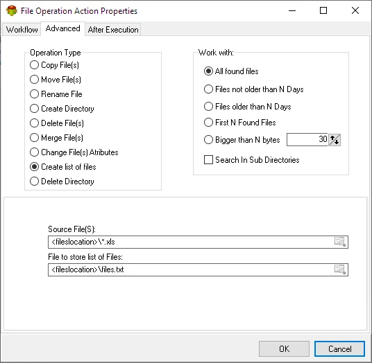 File operation for selecting Excel files