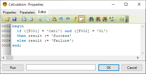 Calculation properties for comparing values