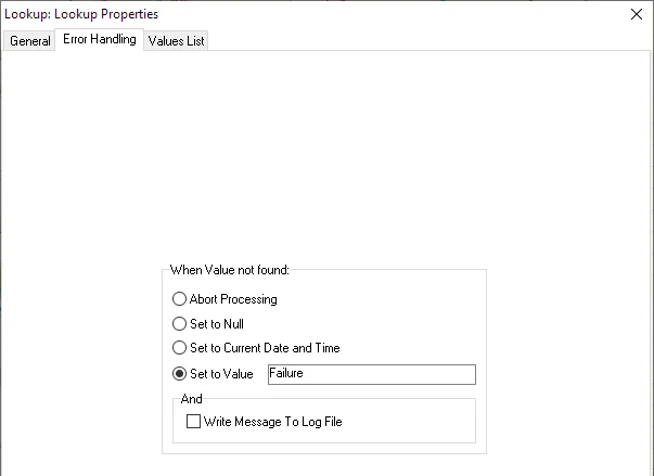 Lookup transformation properties for value comparison