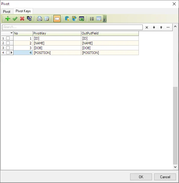 Pivot transformation - Pivot keys