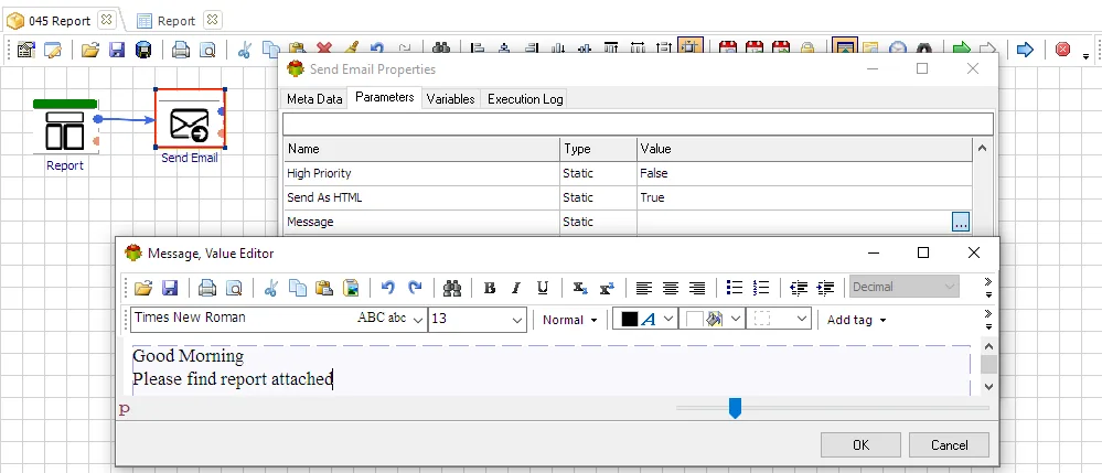 automated report delivery by email in Advanced ETL Processor