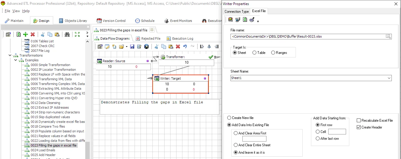 Update Existing Excel File Automatically example