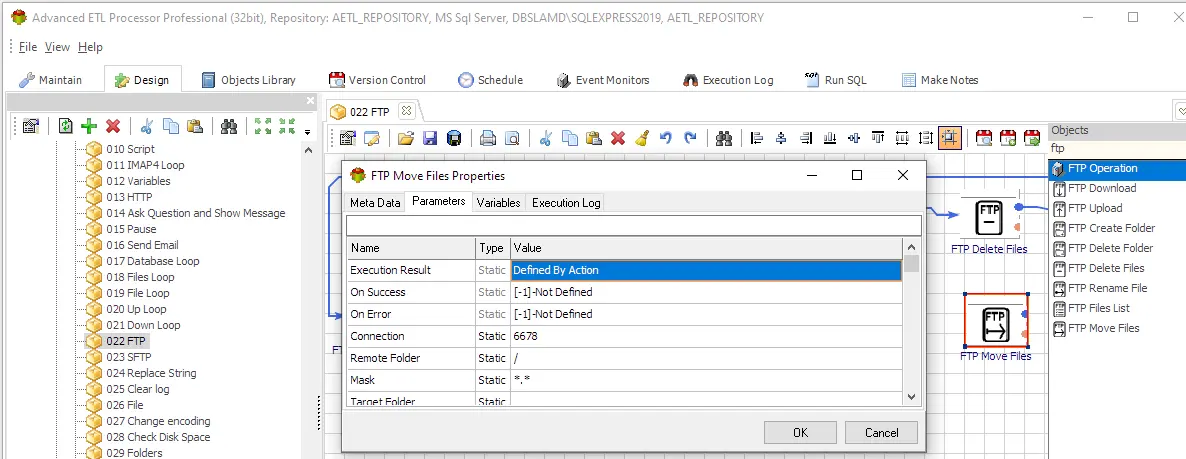 automatically move files from one FTP folder to another in Advanced ETL Processor