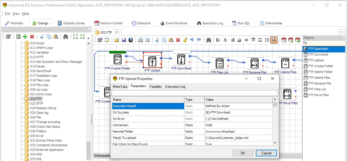 automate FTP uploads in Advanced ETL Processor