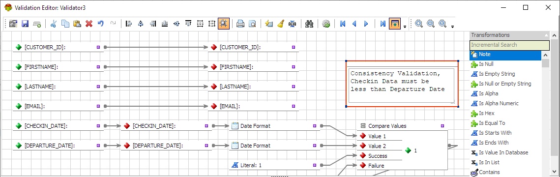 Consistency validation workflow in Advanced ETL Processor