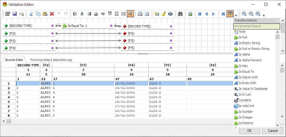 Equality validation in Advanced ETL Processor