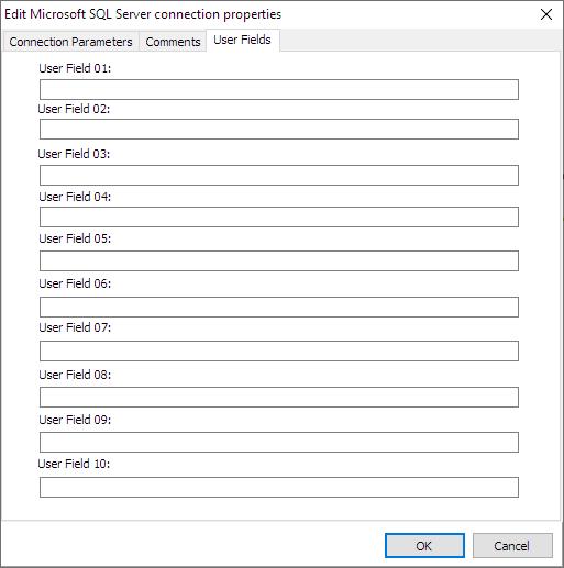 Microsoft SQL Server Connection User Fields