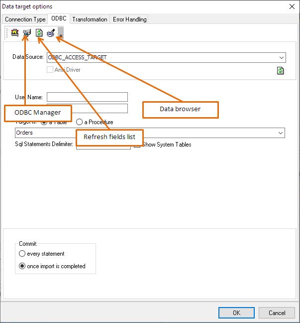 Data Target ODBC