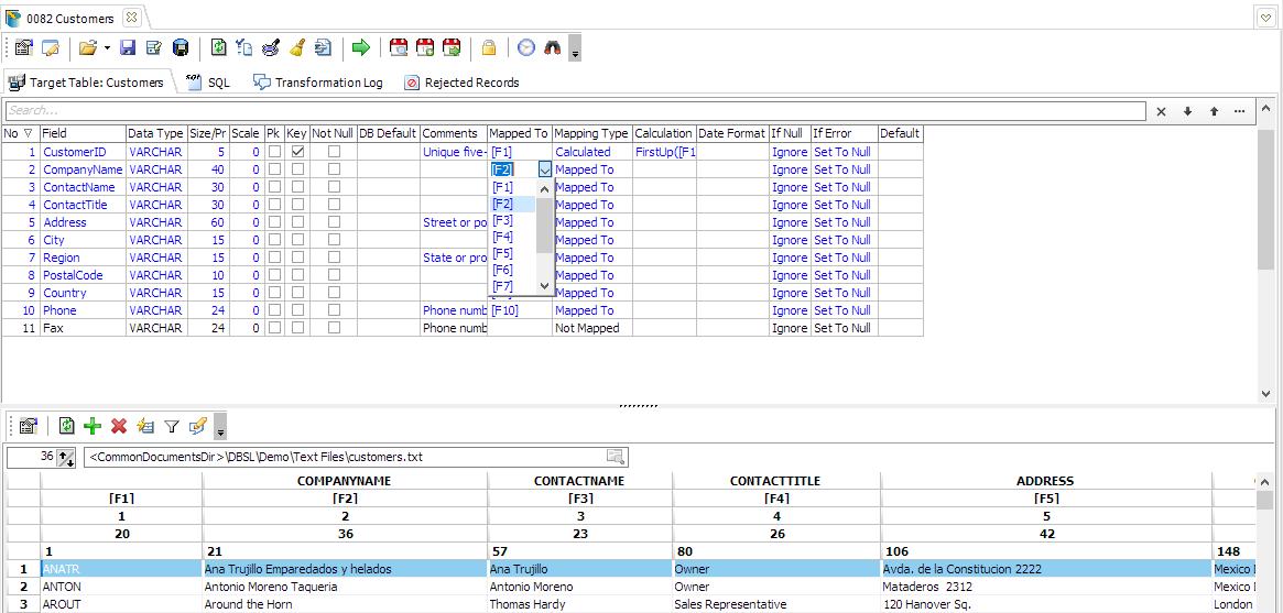 Mapping panel