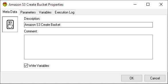 Amazon S3 Create Bucket Action - Metadata tab