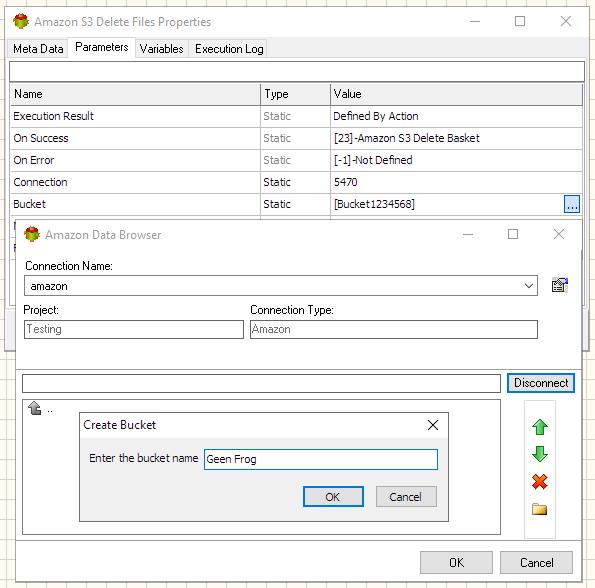 Amazon S3 Delete Files Action - Editing Amazon S3 Connection