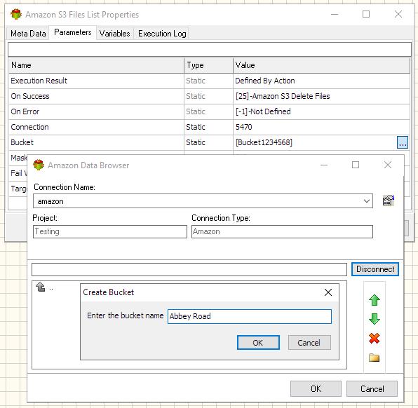 Amazon S3 Files List Action - Selecting Bucket