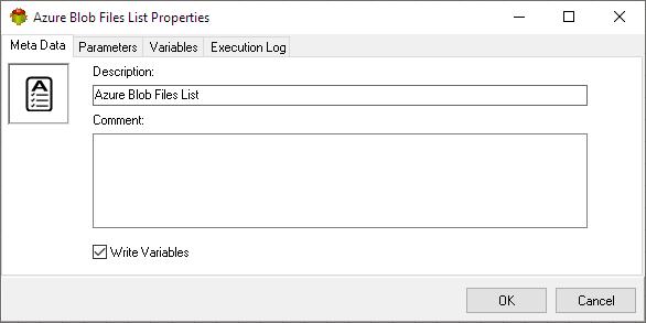 Azure Blob Files List Action - Metadata tab