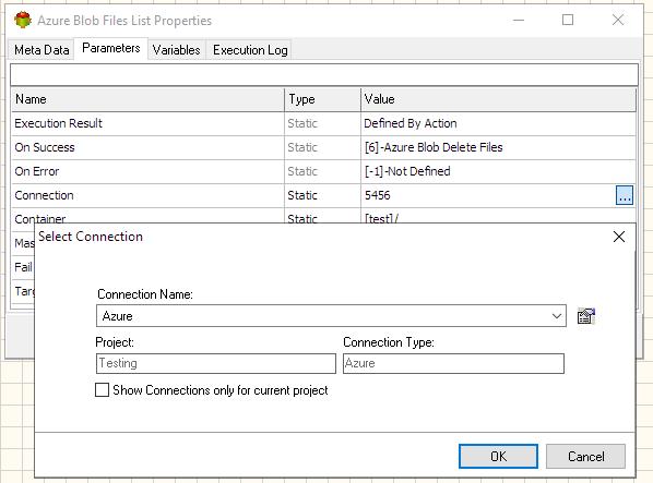 Azure Blob Files List Action - Editing Azure Blob Connection