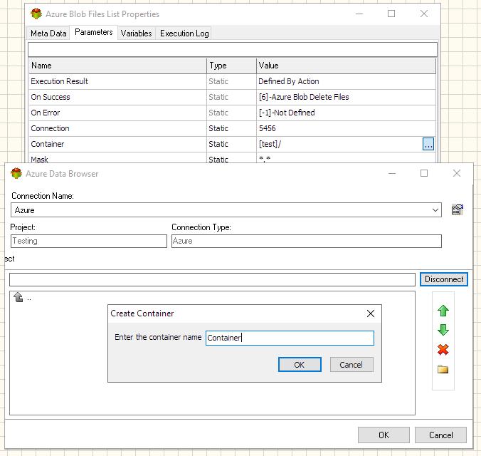 Azure Blob Files List Action - Selecting Container