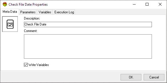 Check File Date Action - Metadata tab
