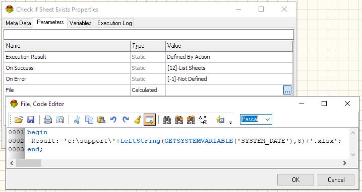 Check If Sheet Exists Action - Calculated File Name example - Pascal