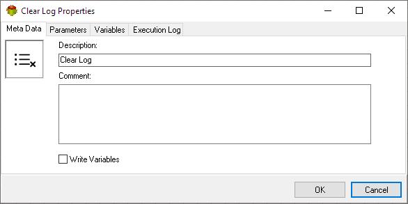 Clear Log Action - Metadata tab