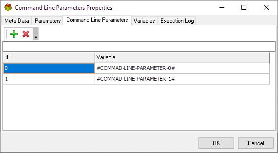 Command Line Parameters Variables Action - Command Line Parameters tab