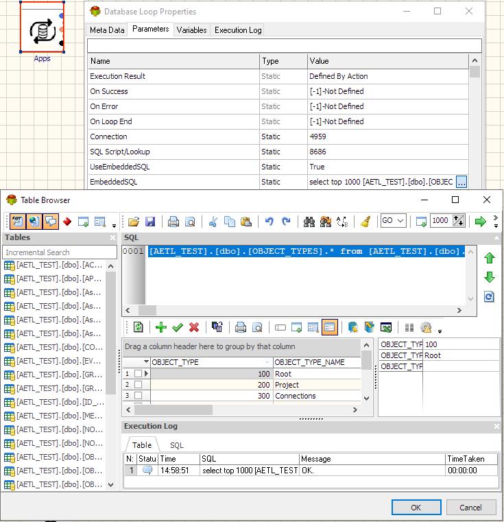 Database Loop Action - Editing SQL Embedded Script Parameter