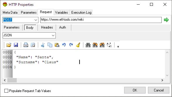 HTTP Action - Request tab body JSON, XML, TEXT