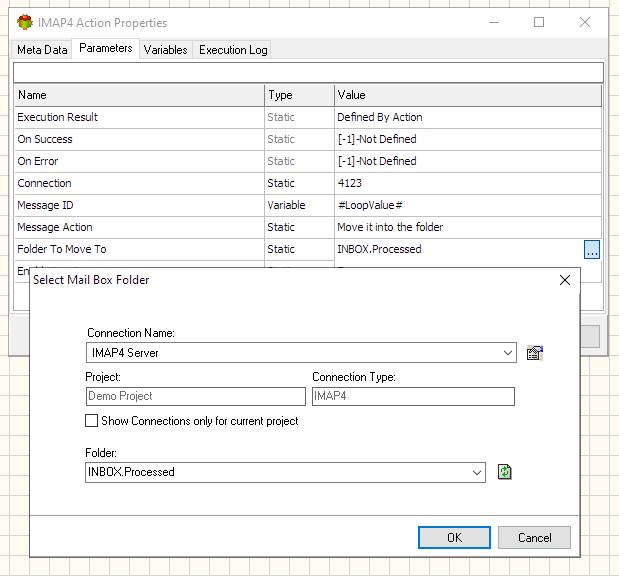 IMAP4 Email Action - Editing IMAP4 Folder To Move To Parameter