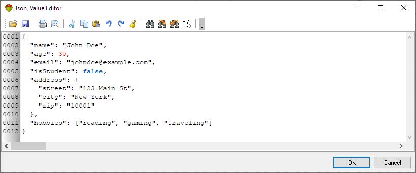 Json Object Loop Action - Data example