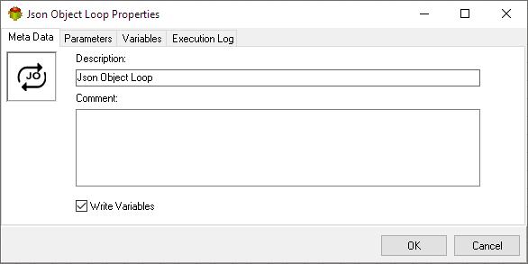Json Object Loop Action - Metadata tab