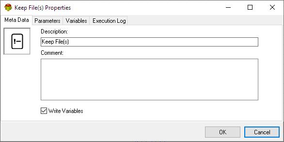 Keep File Action - Metadata tab