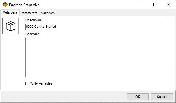 Package Action - Metadata tab