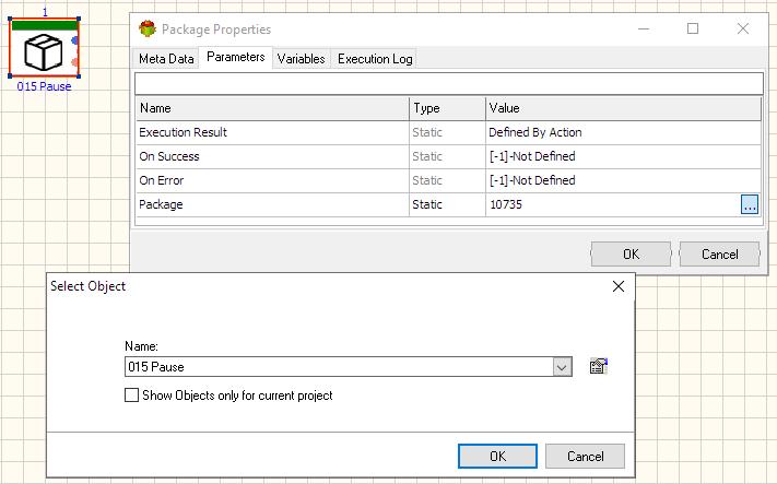 Package Action - Editing Package Parameter