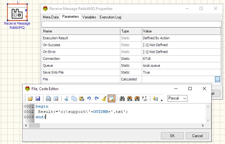 Receive RabbitMQ Message - Calculated File Name example - Pascal