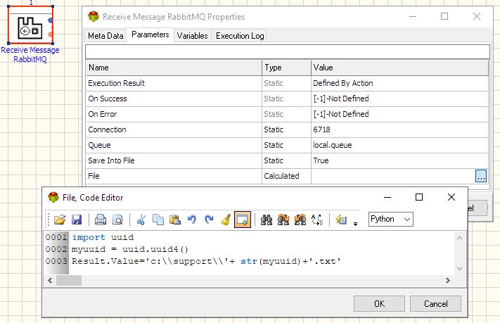 Receive RabbitMQ Message - Calculated File Name example - Python