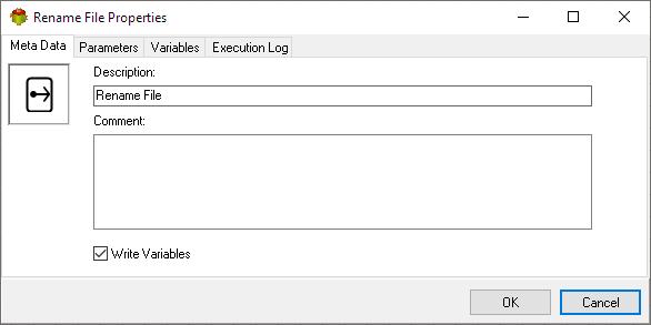 Rename File Action - Metadata tab