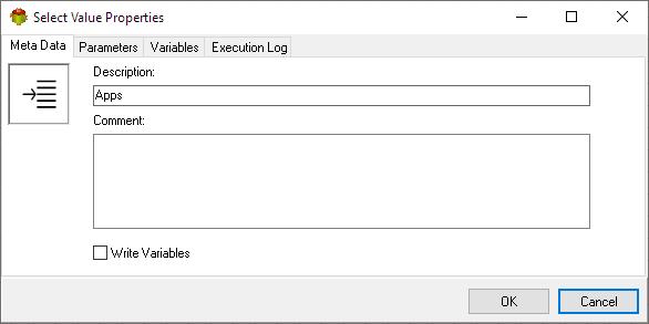 Select Value Action - Metadata tab