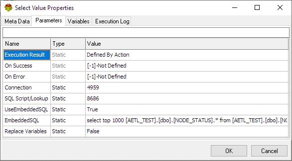 Select Value Action - Parameters tab