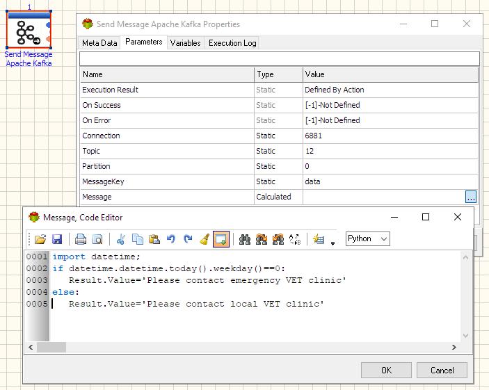 Send Apache Kafka Message Action - Calculated Message example - Python