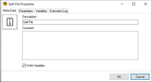 Split File Action - Metadata tab