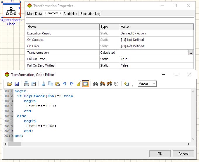 Transformation Action - Calculated Transformation Id example - Pascal
