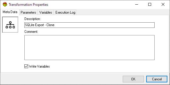 Transformation Action - Metadata tab