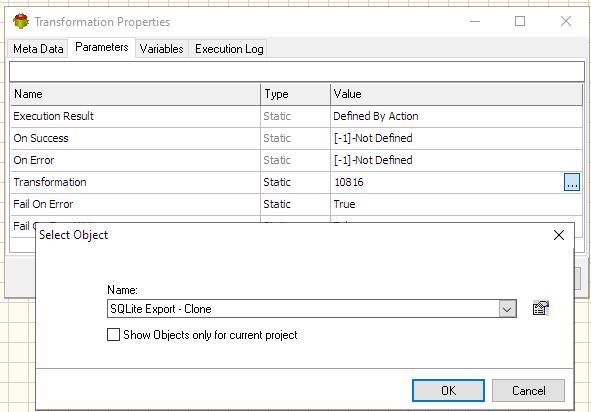 Transformation Action - Editing Transformation Parameter